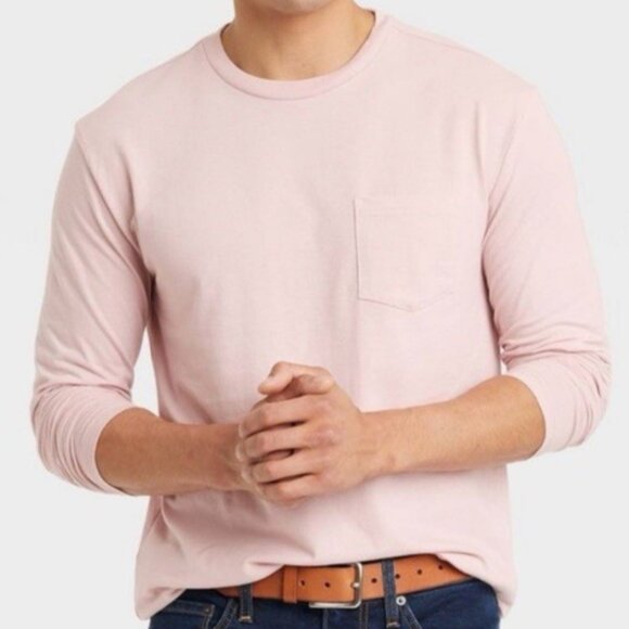 NEW Men's Long Sleeve Pocket T-Shirt - Goodfellow & Co™ Light Pink - Picture 1 of 12